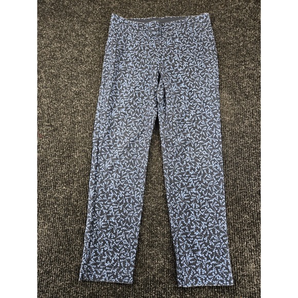 J. Jill Pants - J. Jill Womens Navy Blue Floral Slim Leg Ankle Pants Size 8 Cotton Blend Stretch